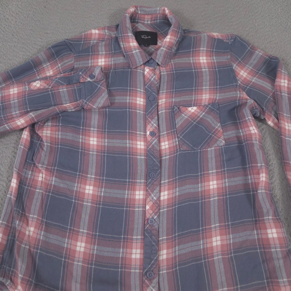 Rails Top Womens Large Multi Hunter Plaid Rayon Long Sleeve Button Down Shirt